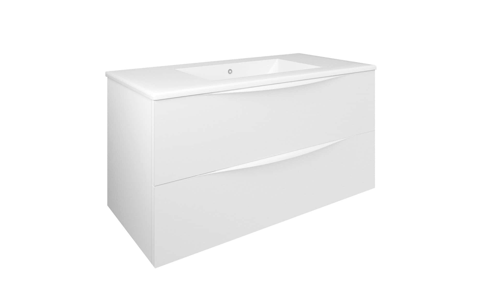 Mueble de baño suspendido Baho LUCCA blanco mate100 cm con 2 cajones