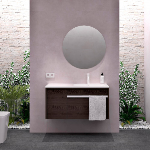 Conjunto mueble con lavabo y espejo Baho PARK alerce antracita 100 cm
