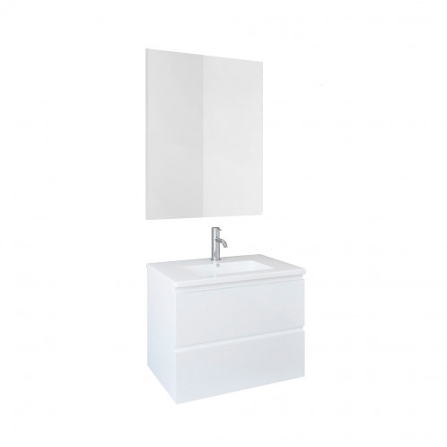 Conjunto mueble con lavabo y espejo Baho LINE II blanco 60 cm 2 cajones