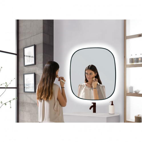 Espejo de baño LED integrado Baho HALO negro 70x80 cm