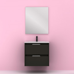 Conjunto Amizuva SUKI con espejo antracita 2 cajones 60 cm