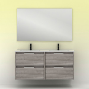 Conjunto Amizuva SUKI con espejo gris arenado 4 cajones 120 cm