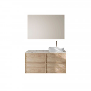 Conjunto mueble suspendido con lavabo y espejo Baho FRAME pino gris 120 cm