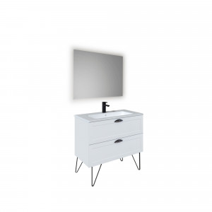 Conjunto mueble con lavabo y espejo Baho CENTURY blanco 80 cm