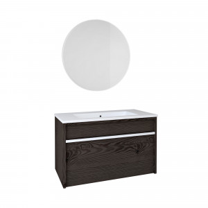 Conjunto mueble suspendido con lavabo y espejo Baho PARK alerce antracita 80 cm 1 cajón