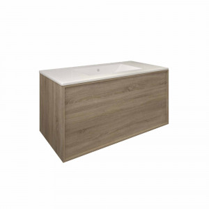Mueble de baño suspendido Baho FRAME roble natural 100 cm con doble cajón 