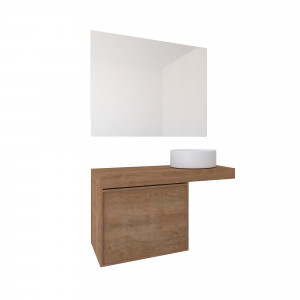 Conjunt moble de bany asimètric i suspès Baho FRAME amb lavabo i mirall 100 cm