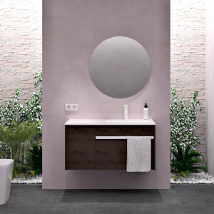 Conjunt moble amb lavabo i mirall Baho PARK làrix antracita 100 cm