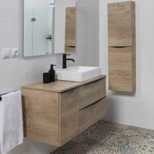 Conjunt de bany suspès amb lavabo i mirall Baho LUCCA roure 90 cm