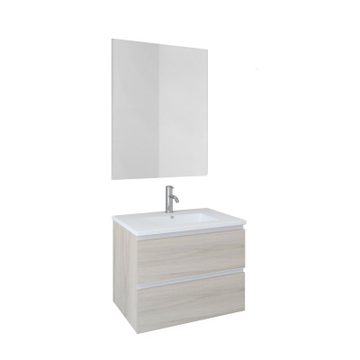 Conjunto mueble con lavabo y espejo Baho LINE II olmo blanco 60 cm 2 cajones