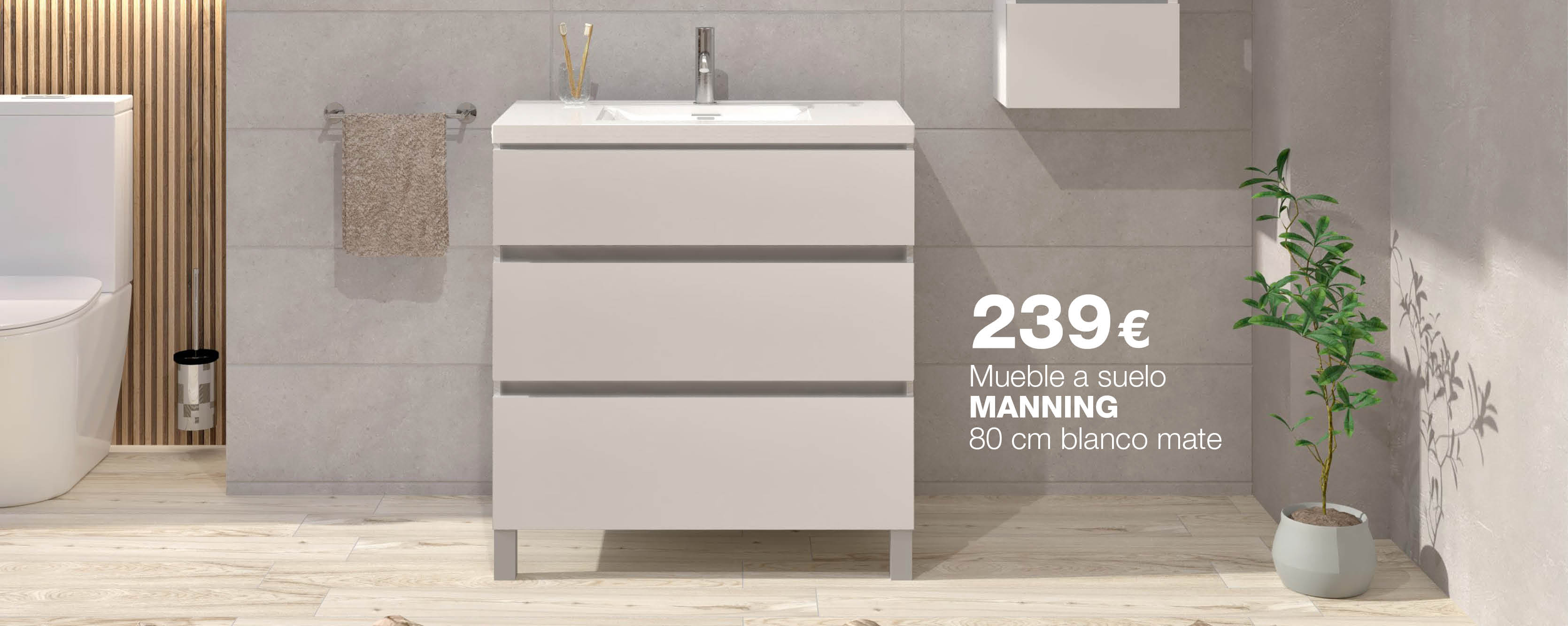 Mueble a suelo Baho MANNING 80 blanco mate